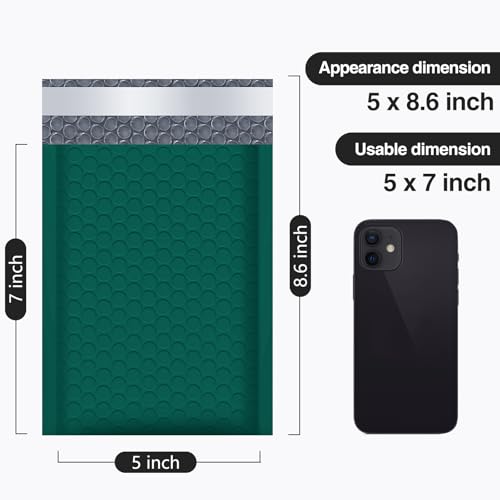 UCGOU Bubble Mailers 5x8.6" Usable Size 5x7" Padded Envelope Green 100 Pack - color: Green, size: 5x8.6" 100PC