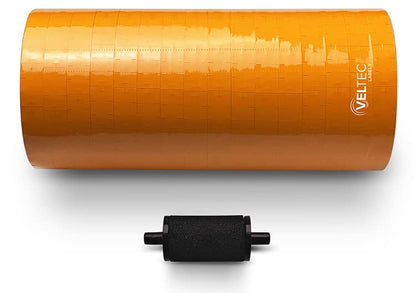 Veltec Premium Pricing Labels for Monarch 1110 Price Gun, 16 Rolls, 17,000 Labels, Ink Roller Included (Orange) - color: Orange