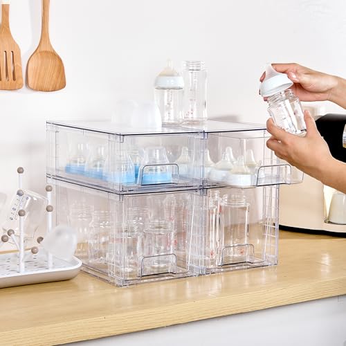Vtopmart Clear Stackable Storage Drawers, 6 Pack Medium Organizer Set - style: 3 Medium+3 Small