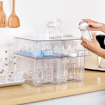 Vtopmart Clear Stackable Storage Drawers, 6 Pack Medium Organizer Set - style: 3 Medium+3 Small