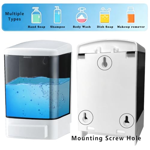 Manual Soap Dispenser Wall Mounted, 33.8oz, Bathroom Kitchen Commercial - color: White&black