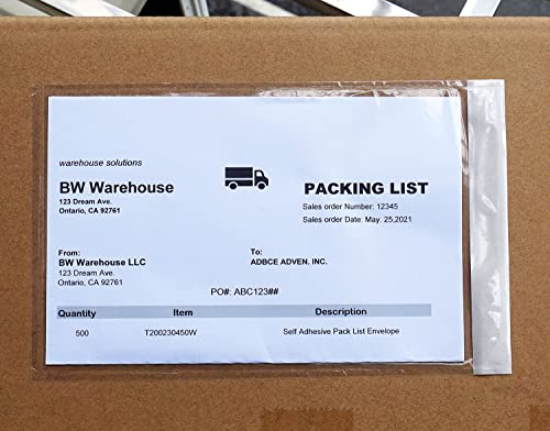 BEUYI Premium 6''x10'' Packing List Envelope, Tailored Size for Letter-size Paper Folded in Half, Adhesive Shipping Label Pouch/Sleeve (50 pack) - size: 6''x10''／50 pack