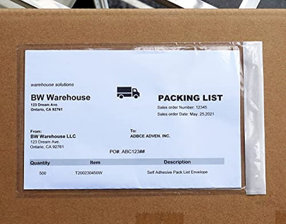 BEUYI Premium 6''x10'' Packing List Envelope, Tailored Size for Letter-size Paper Folded in Half, Adhesive Shipping Label Pouch/Sleeve (50 pack) - size: 6''x10''／50 pack