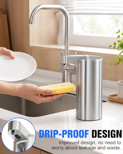 Fantictas Touchless Foaming Soap Dispenser, 11.5 oz Stainless Steel Pump - color: Stainless Steel, style: Foam