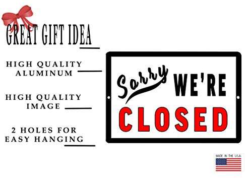 Rogue River Tactical Sorry We're Closed Metal Tin Sign Business Retail Store Home Large Restaurant Bar Office Hotel (Pack of 2) - size: 12" x 8" (Pack of 2)