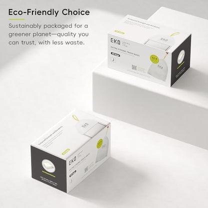 EKO 12.9 Gallon / 45-49 Liter, 60 Count Drawstring Trash Bags, Extra-Strong Unscented Garbage Bags, Easy-Dispense Roll for Kitchen & Household Use, Resists Tears, Leaks and Punctures, Code J, White - size: 60 Count (Pack of 1), style: 12.9 Gallon Bags/Cod