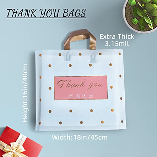 MLAFLY Thank You Bags - 50 Pack Plastic Bulk Merchandise Bags for Small Business, Retail, Parties, Favors & Goody Bags (Polka Dot - XLarge (16"x18")) - size: X-Large (Pack of 50)