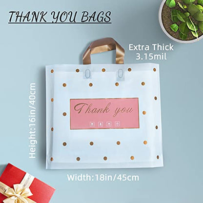 MLAFLY Thank You Bags - 50 Pack Plastic Bulk Merchandise Bags for Small Business, Retail, Parties, Favors & Goody Bags (Polka Dot - XLarge (16"x18")) - size: X-Large (Pack of 50)