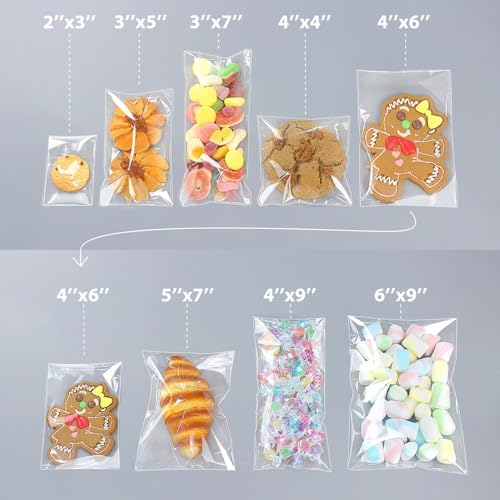 PigPotParty 2x3 in Mini Clear Cellophane Treat Bags, Self-Sealing, 200 Pcs - color: 2"x3" (200pcs)
