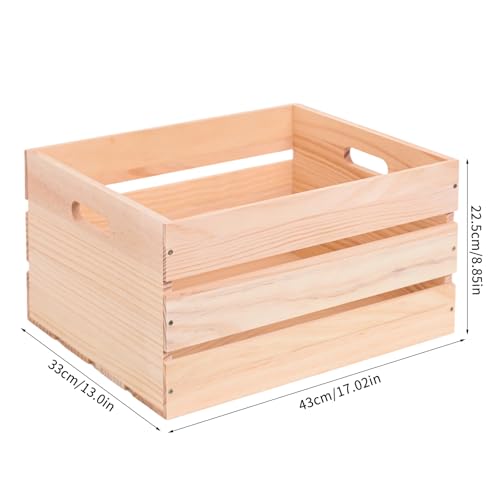 1 Piece Large Pine Wood Crates For Storage, Unfinished Natural Wooden Crate