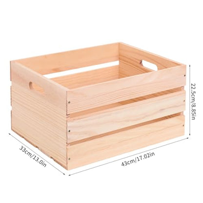 1 Piece Large Pine Wood Crates For Storage, Unfinished Natural Wooden Crate