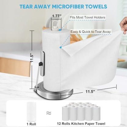 AIDEA Microfiber Cleaning Cloth Roll-75PK, Reusable Paper Towels,11.5×11.5" - color: White