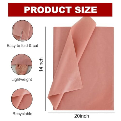 BEISHIDA 100 Sheets Cinnamon Tissue Paper Bulk, Wrapping Tissue Paper for Gift Bags, 14 x 20 Inch Gift Wrap for Birthday Wedding Graduation DIY Crafts Holiday Flowers - color: cinnamon