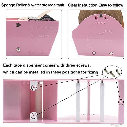 WELSTIK Water Activated Gummed Kraft Paper Tape Packaging Dispenser 3 Inch for Shipping, Carton and Box Sealing, Pink - color: Pink