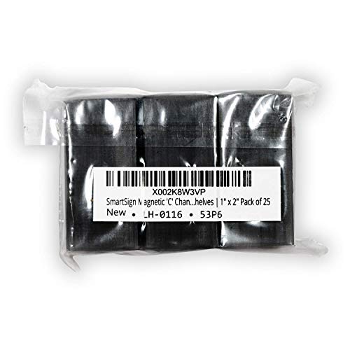 SmartSign Magnetic 'C' Channel Card Holders for Metal Racks and Shelves | 1" x 2" Pack of 25 - size: 1" x 2"
