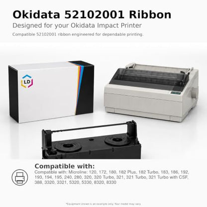 LD Products Compatible Ribbon Replacement for Okidata 52102001 (BK, 6-Pk)