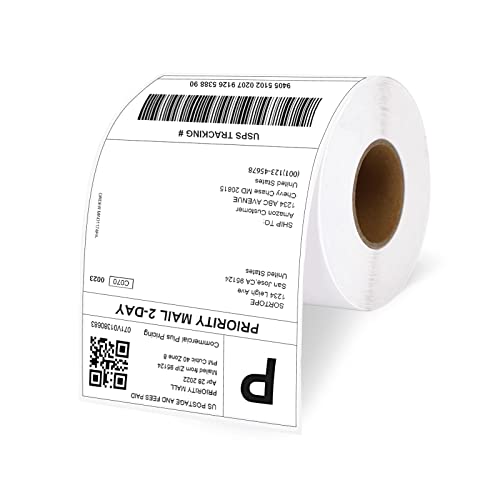 4"x6" Direct Thermal Shipping Labels, 500 Shipping Labels/Roll - Thermal Shipping Label Printer Paper Postage Mailing Labels Compatible with Rollo, MUNBYN Label Printer - size: Roll- 500 Labels