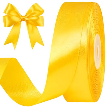 Yellow Satin Ribbon, 1 Inch, 50 Yards - color: yellow
