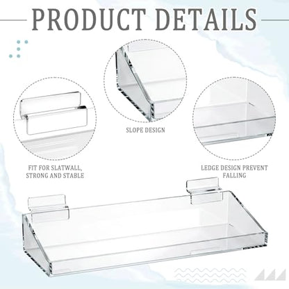 Zhehao 4 Pcs Slatwall Acrylic Shelves,11.8" X 4.2" X 2" - size: 11.8" x 4.2" x 2"