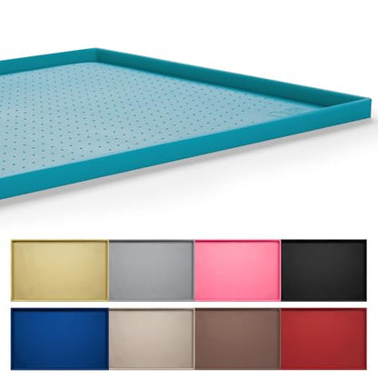 Hubulk Dog Feeding Mat,100% Waterproof BPA Free Silicone Pet Food and Water Bowl Placemat,Dishwasher, High Raised Edge to Prevent Spills,Nonslip Tray to Stop Messes on Floor (19"x12"x0.5", Teal) - color: Green(Teal), size: 19"l X 12"w