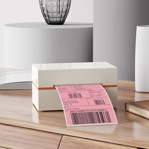 Pink Thermal Labels 4 × 6 Inch Waterproof Vinyl Stickers 250 PCS - color: Pink