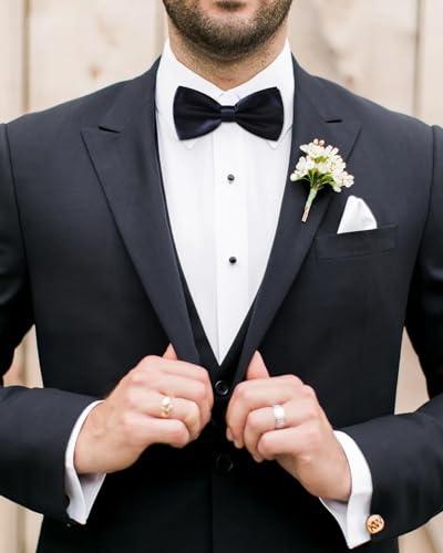 AWAYTR Bow Ties for Men - Pre-Tied Adjustable Tuxedo Style for Wedding - color: Dark Navy Blue