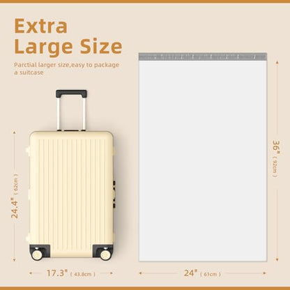 Fuxury Extra Large Poly Mailers 24x36" 25Pcs, XXL Jumbo Shipping Bags,White - color: White, size: 24x36" 25pcs