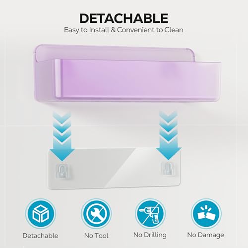 Nieifi Adhesive Shower Shelves, Purple, 5 Pieces - color: Purple-Clear, size: 5 pieces
