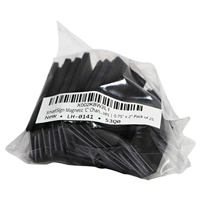 SmartSign Magnetic 'C' Channel Label Holders for Metal Racks and Shelves | 0.75" x 2" Pack of 25 - size: 0.75" x 2"