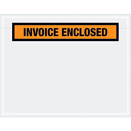 Aviditi PL23 Pre-Printed Envelope, Invoice Enclosed, 7 Length x 5-1/2 Width x 2 mil Thick, Orange (Case of 1000) by Aviditi - style: Panel Face