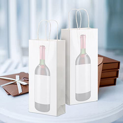 Yexiya Paper Wine Bags Bulk with Handle, 6 x 3 x 13 Inch, White, 100 Pcs - color: White, size: 6 x 3 x 13 Inches