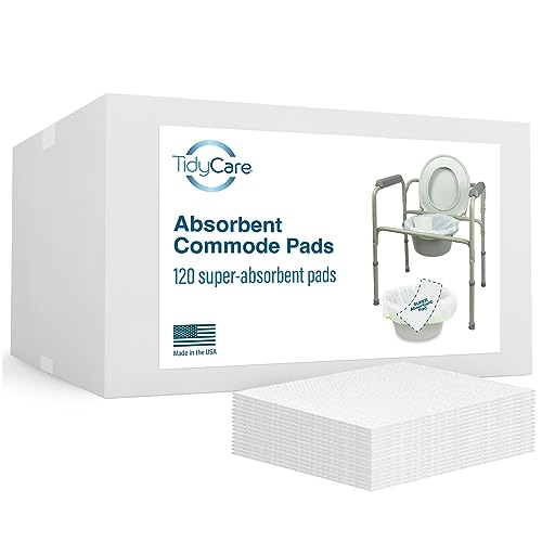 TidyCare Disposable Bedside Commode Pads for Adult Portable Toilet Chair Bucket and Bedpan | Value Pack of 120 Commode Pads | Universal Fit Absorbent Pads for Home Medical Care - size: 120 Count (Pack of 1)