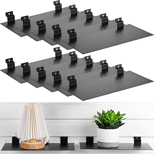 LEIFIDE 10 Pcs Metal Slatwall Shelves, 12 x 6 Inch Flat Slat Wall Shelf