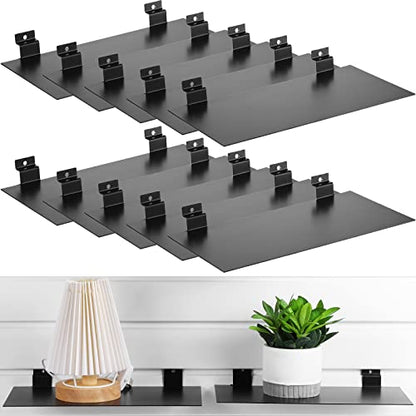 LEIFIDE 10 Pcs Metal Slatwall Shelves, 12 x 6 Inch Flat Slat Wall Shelf