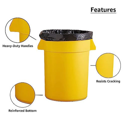 Set of 4 Round Commercial Trash Can 44 Gallon, Industrial Recycling Bin, Durable Garbage Can, Safe Food Container, Ingredient Bin (Yellow) - color: Yellow