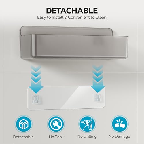 Nieifi Adhesive Shower Shelves, Gray, 5 Pieces - color: Gray-Clear, size: 5 pieces