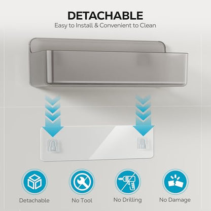Nieifi Adhesive Shower Shelves, Gray, 5 Pieces - color: Gray-Clear, size: 5 pieces
