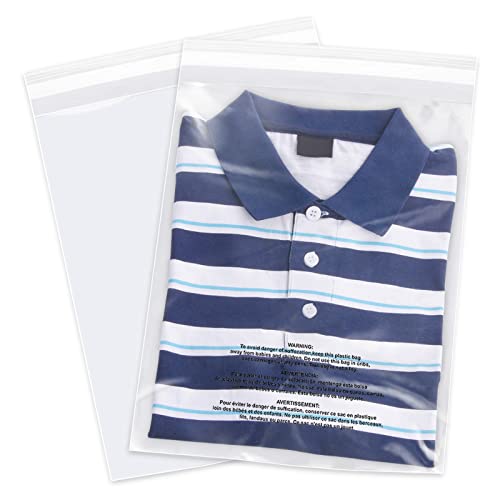 iMailer - 500 Count - 9" x 12" Clear Plastic Poly Bags with Suffocation Warning Self Seal for A4, Documents, Clothing, Shipping, Packaging - Resealable Adhesive, Not Strong - size: 9" x 12", style: Resealable Glue