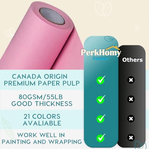 PerkHomy 36" x 1,440" (120') Light Pink Kraft Paper Roll for Craft Bulletin Board Paper Art Table Covering Crafting Gift Wrapping Bouquet Packing Parcel 80GSM 55LB (Light Pink, 36" x 120') - color: Light Pink, size: 36" Width x 120' Length