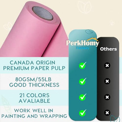 PerkHomy 36" x 1,440" (120') Light Pink Kraft Paper Roll for Craft Bulletin Board Paper Art Table Covering Crafting Gift Wrapping Bouquet Packing Parcel 80GSM 55LB (Light Pink, 36" x 120') - color: Light Pink, size: 36" Width x 120' Length