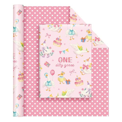 WERNNSAI Silly Goose Wrapping Paper 17 In x 33 Ft 1st Birthday Gift Wrap - color: Silly Goose