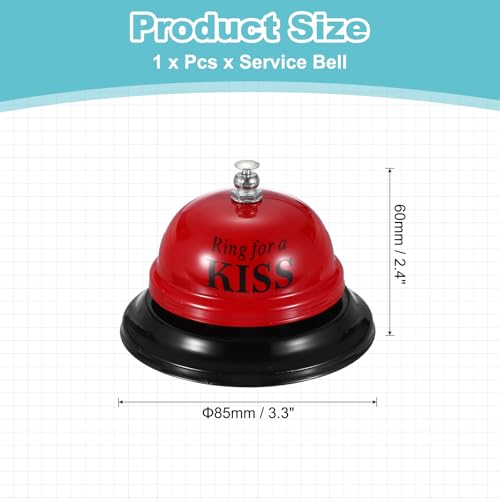 PATIKIL Desk Bell, 3.3" Service Call Bell Ringing, KISS, Bright Red - color: Bright Red(kiss)
