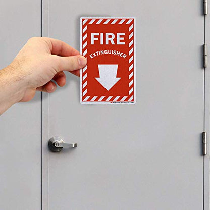 SmartSign Fire Extinguisher Label with Down Arrow | 4" x 6" 3M Engineer Grade Reflective, Pack of 3, Made in USA - color: Pack of 3 - 4" x 6" 3M EG Reflective Label