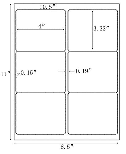 6-UP 3-1/3" X 4" Shipping Address Labels for Laser/Ink Jet Printer (2000 Sheets - 12000 Labels) - size: 2000 Sheets / 12000 Labels