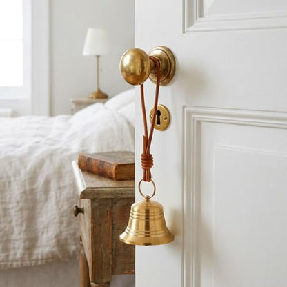 JJUNW 2 Pcs Small Hanging Bell for Door Knob, Gold Brass Hanging Bells