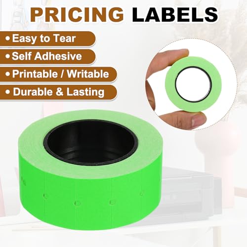 PATIKIL Pricing Labels Price Gun Labels Self-Adhesive 10 Rolls 5000pcs - color: Green