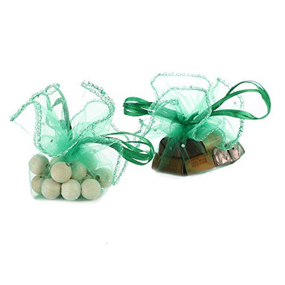 100pcs Round Organza Favor Bags, Green Small Drawstring Mesh Candy Bags, Baby Shower Wedding Party Gift Packaging Bags, 9.8 inch Diameter - color: Green