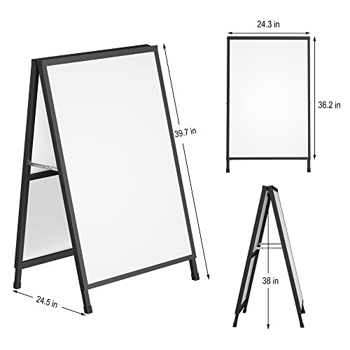 Relx 24x36 Inch Double-Sided A-Frame Sign, Heavy-Duty Folding Sandwich Boards, Metal Slide-In Sidewalk Signs for Outdoor Advertising Posters Frame Only (2 Boards Not Included)