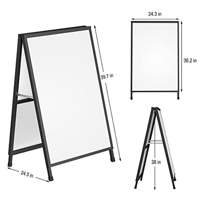 Relx 24x36 Inch Double-Sided A-Frame Sign, Heavy-Duty Folding Sandwich Boards, Metal Slide-In Sidewalk Signs for Outdoor Advertising Posters Frame Only (2 Boards Not Included)