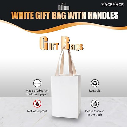 White Gift Bags with Handles 10Pcs 5.25"x3.75"x8" Small - color: White, size: 5.25x3.75x8 Inch (Pack of 10)